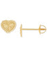 ფოტო #1 პროდუქტის Children's Beaded Heart Stud Earrings in 14k Gold