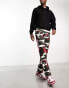 ASOS DESIGN straight trousers in red camo print