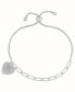 ფოტო #1 პროდუქტის Diamond Accent Open Link Heart Bracelet in Fine Silver Plate