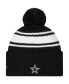 Фото #2 товара Men's Black, White Dallas Cowboys 2022 Sideline Cuffed Pom Knit Hat