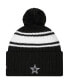 Men's Black, White Dallas Cowboys 2022 Sideline Cuffed Pom Knit Hat Черно-белый - фото #2