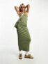 COLLUSION bandeau maxi dress in khaki