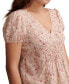 ფოტო #4 პროდუქტის Women's Floral-Print Wide-Smocked Short-Sleeve Top