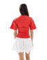 Фото #2 товара ASOS DESIGN fitted t-shirt with waistband detail in red