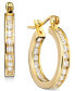 ფოტო #1 პროდუქტის Small Cubic Zirconia Inside Out Hoop Earrings in Sterling Silver, 0.75", Created for Macy's