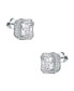 Фото #2 товара Sterling Silver White Gold Plated with 2.50ctw Radiant Lab Created Moissanite Halo Vintage like Geometric Square Stud Earrings