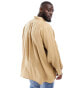 Фото #8 товара Polo Ralph Lauren Big & Tall icon logo linen shirt classic oversized fit in khaki tan