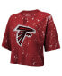Women's Red Distressed Atlanta Falcons Bleach Splatter Notch Neck Crop T-shirt