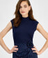 ფოტო #4 პროდუქტის Juniors' Mock-Neck Mixed-Media Dress