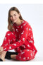 Фото #1 товара Комплект пижамы в новогоднем стиле с длинным рукавом для женщин Bisiklet Yaka Yılbaşı Temalı