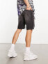 Фото #3 товара ASOS DESIGN skinny regular length denim shorts in washed black with heavy rip