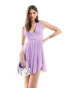 ASOS DESIGN plunge pleated tirered mini dress in lilac lila, 40 - фото #1