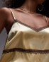 Фото #4 товара Topshop satin lace cami in yellow with brown lace