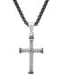 Men's Two-Tone Stainless Steel Simulated Black Diamond Cross 24" Pendant Necklace