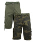 ფოტო #1 პროდუქტის Men's Belted Cargo Shorts with Twill Flat Front Washed Utility Pockets, Pack of 2