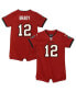 Фото #1 товара Boys and Girls Newborn and Infant Tom Brady Red Tampa Bay Buccaneers Game Romper Jersey