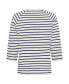 Фото #3 товара Women's 100% Cotton 3/4 Sleeve Striped and Embellished Placement Print T-Shirt