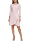 Фото #1 товара Women's Scoop-Neck Ruffle-Trim 3/4-Sleeve Dress