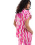 Mango wave stripe co-ord shirt in pink