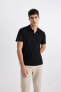 Slim Fit Polo Yaka Basic Kısa Kollu Pamuklu Tişört M6609az24sp