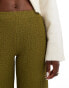 Bershka textured wide leg trousers in khaki