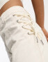 Фото #6 товара ASOS DESIGN slim cargo with lace up detail in beige co-ord