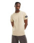 Calvin Klein Jeans badge logo waffle t-shirt in beige Blasses Khaki, M - фото #1