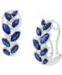 ფოტო #1 პროდუქტის Lab Grown Sapphire (3-1/6 ct. t.w.) & Lab Grown Diamond (1/3 ct. t.w.) Vine-Inspired Hoop Earrings in 14k White Gold, 0.79"