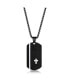 Men's Stainless Steel Black Silver Cross Single CZ Dog Tag Necklace