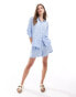 Vero Moda linen oversized shirt co-ord in blue stripe Серый, XS - EU 34 - фото #4