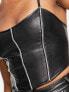 Фото #5 товара Miss Selfridge diamonte trim faux leather corset top in black co-ord