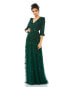 Фото #6 товара Women's Embellished V Neck 3/4 Sleeve A Line Gown