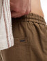 ONLY & SONS pull on linen shorts in washed brown Коричневый, L - W34 - фото #3