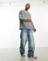 Фото #8 товара ASOS DESIGN wool mix heavyweight rib jumper with side splits in light grey