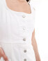 DTT denim button front mini dress in white