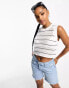 ASOS DESIGN knitted crochet tank top in stripe