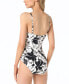 MICHAEL Women's Printed Surplice Full Coverage One Piece Swimsuit