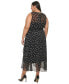 Plus Size Polka Dot Belted Sleeveless Midi Dress