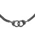 Mens Biker Punk Rocker Biker Jewelry Large Statement Chain Handcuff Necklace Black Or Silver Tone Stainless Steel Pendant For Men Women 20 Inch