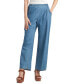 Juniors' Cotton Pull-On Wide-Leg Washed Denim Pants Синий, XS - фото #1