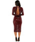 ფოტო #2 პროდუქტის Women's Sequin Cowl Back Midi Dress