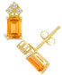 ფოტო #2 პროდუქტის Citrine (1-1/10 ct. t.w.) and Diamond (1/8 ct. t.w.) Stud Earrings in 14K Yellow Gold or 14K White Gold