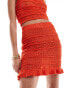 ASOS DESIGN knitted mini skirt in sequin yarn with stitch detail co-ord in red