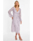 ფოტო #1 პროდუქტის Women's Embellished Wrap Long Sleeve Midi Dress