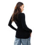 Weekday Jwan drape long sleeve top in black