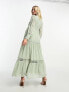 Фото #4 товара ASOS DESIGN Maternity tufted dobby lace insert maxi dress in light sage