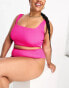 Фото #2 товара ASOS DESIGN Curve mix and match crinkle crop longline bikini top in pop pink