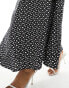 ASOS DESIGN asymmetric ruffle maxi dress with shirring detail in spot print Spot, 32 - фото #3