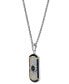 Multicolor Cubic Zirconia Evil Eye Dog Tag 24" Pendant Necklace in Sterling Silver and Black- & Gold-Tone Ion-Plate