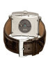 ფოტო #3 პროდუქტის Men's Avenue of Americas Intravedere Swiss Automatic Italian Dark Brown Leather Strap Watch 44mm